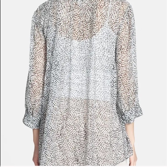 Joie Pure Silk Chiffon Top Black White Raindrop - Picture 10 of 11